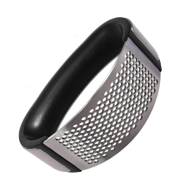 Manual Garlic Press Rocker with Handle – Stainless Steel Garlic Crusher, Squeezer, Slicer & Mincer | Easy Handheld Chopper Kitchen Gadget Tool