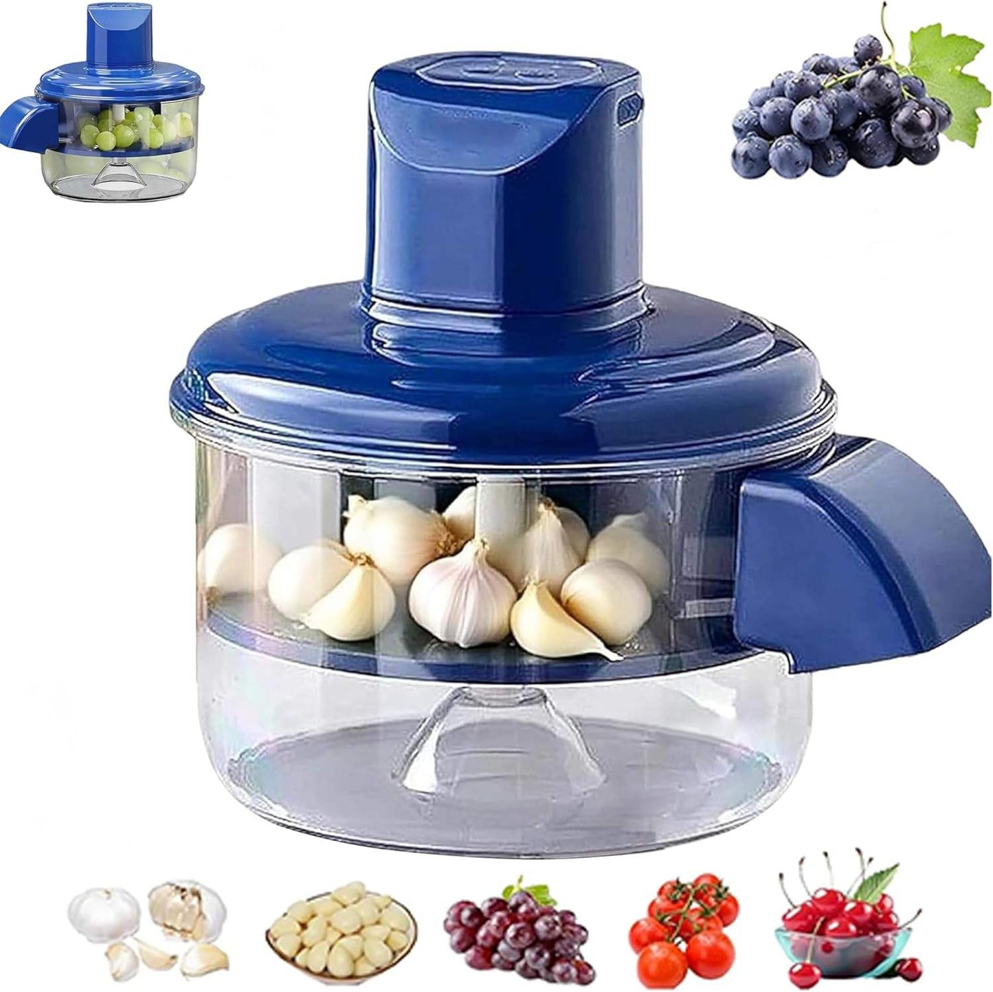 Multi-Functional Vegetable & Fruit Chopper – Manual Food Cutter with Transparent Bowl for Garlic, Fruits, Vegetables & More