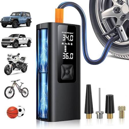 Tire Inflator Portable Air Compressor, 150PSI Air Pump for Car Tires with LED Light, Cordless Tire Pump with Digital Pressure Gauge, Tire Inflator for Car, Bike, Motorcycle, Ball