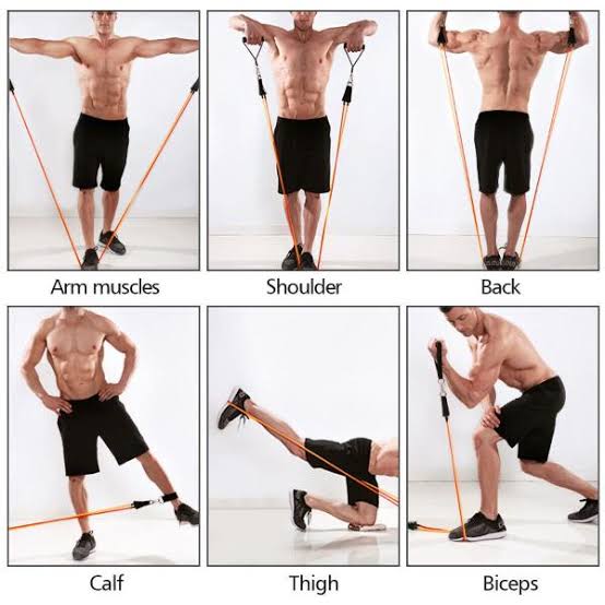 Premium Resistance Band Set For Home Workouts - 11 Piece Elastic Fitness Exercise Tubes With Carrying Pouch