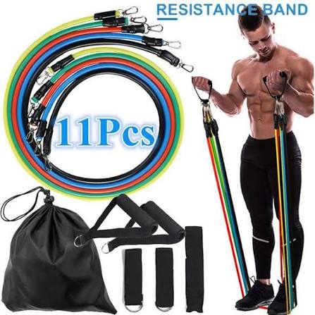 Premium Resistance Band Set For Home Workouts - 11 Piece Elastic Fitness Exercise Tubes With Carrying Pouch